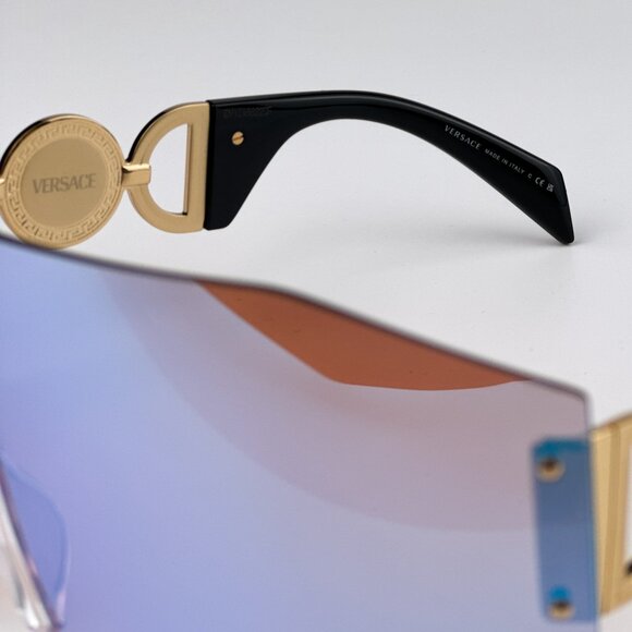 NEW Versace VE2258 1002MA Pink Mirrored Blue Shield Women Sunglasses